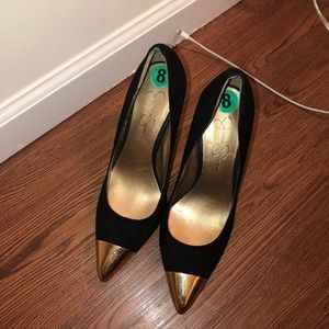 Jessica Simpson Gold Toe Heels